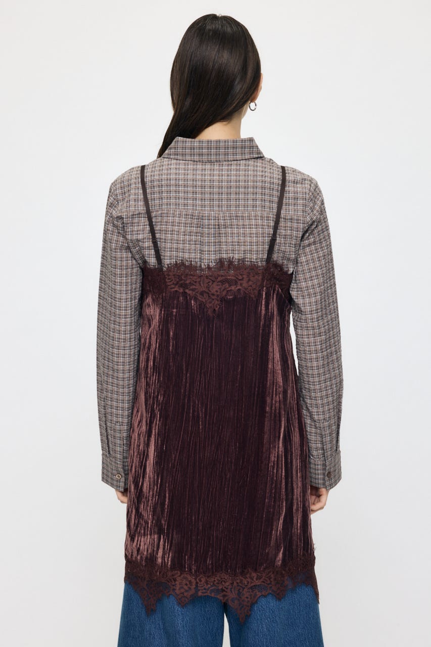 WASHER VELOUR SLIP MINI ドレス BRN FREE