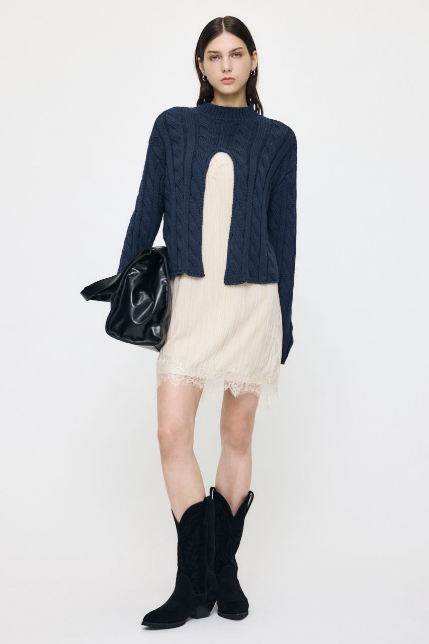 WASHER VELOUR SLIP MINI ドレス IVOY FREE