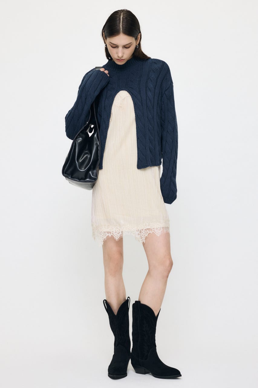 WASHER VELOUR SLIP MINI ドレス IVOY FREE