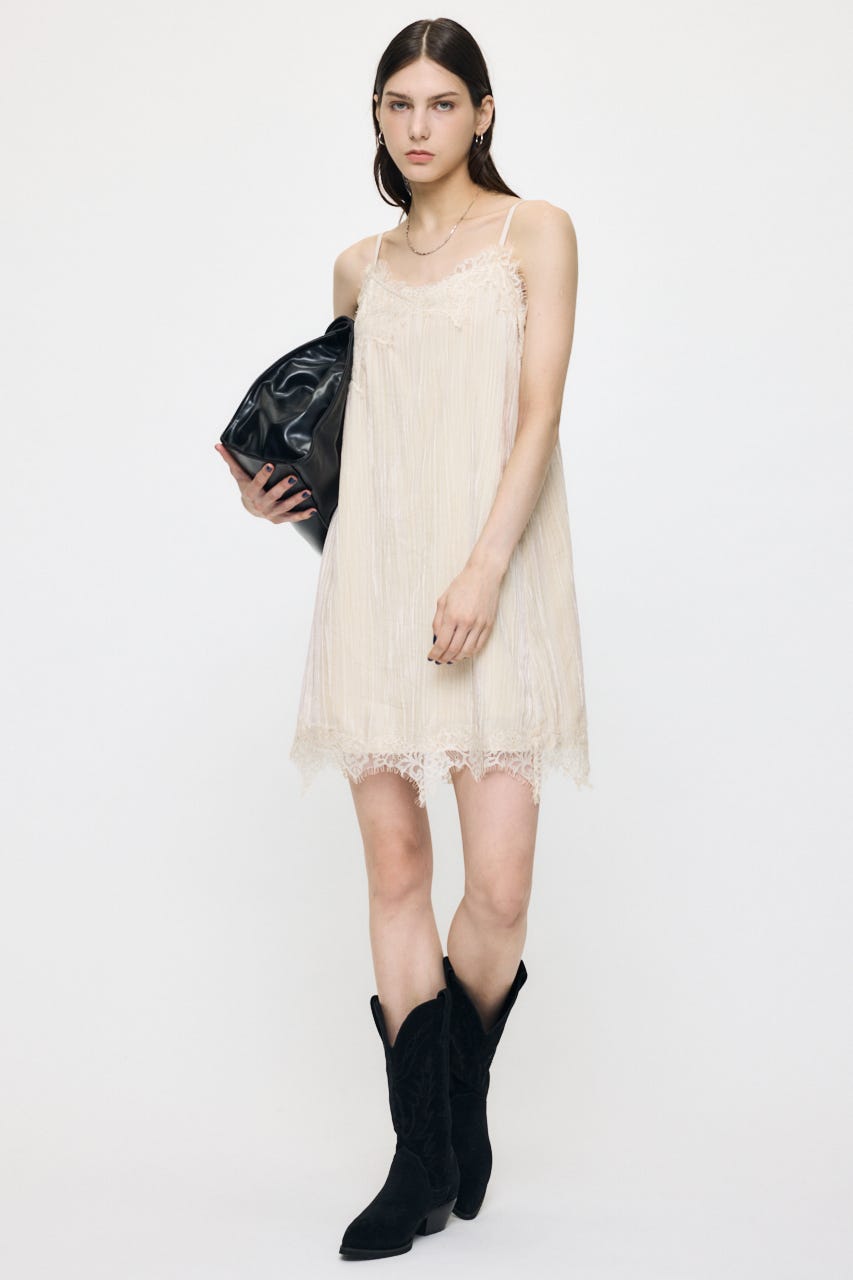 WASHER VELOUR SLIP MINI ドレス IVOY FREE