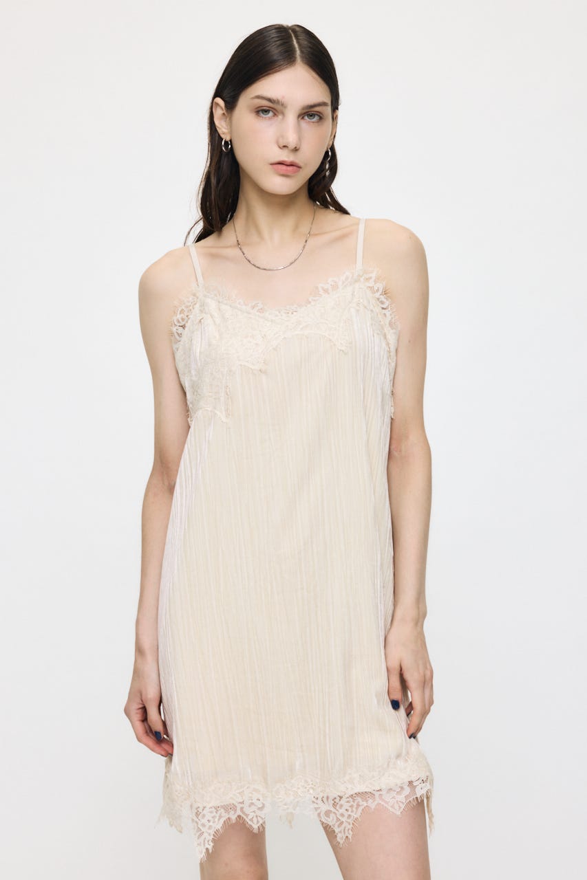 WASHER VELOUR SLIP MINI ドレス IVOY FREE