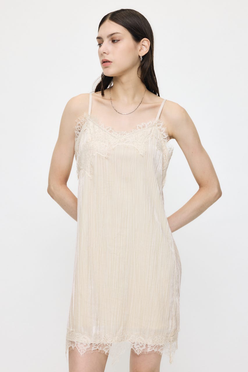 WASHER VELOUR SLIP MINI ドレス IVOY FREE