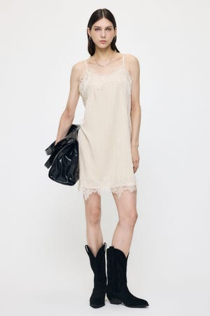 WASHER VELOUR SLIP MINI ドレス