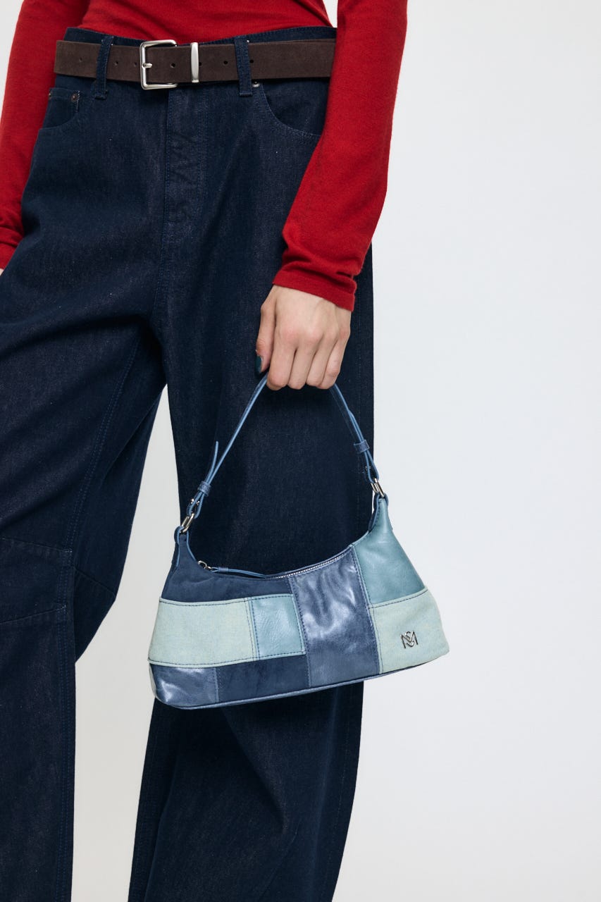 PATCH WORK SHOULDER バッグ BLU FREE