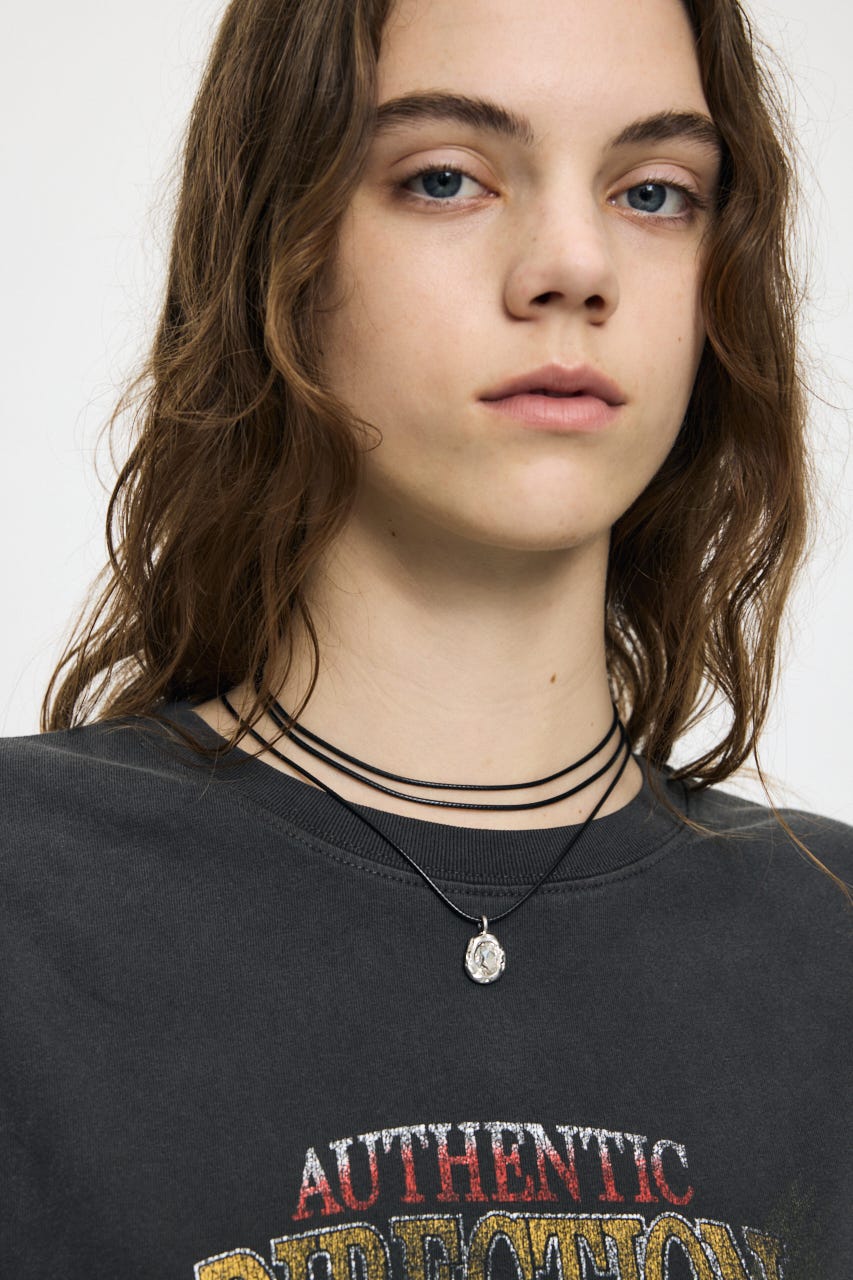 STONE PENDANT CORD ネックレス BLK FREE