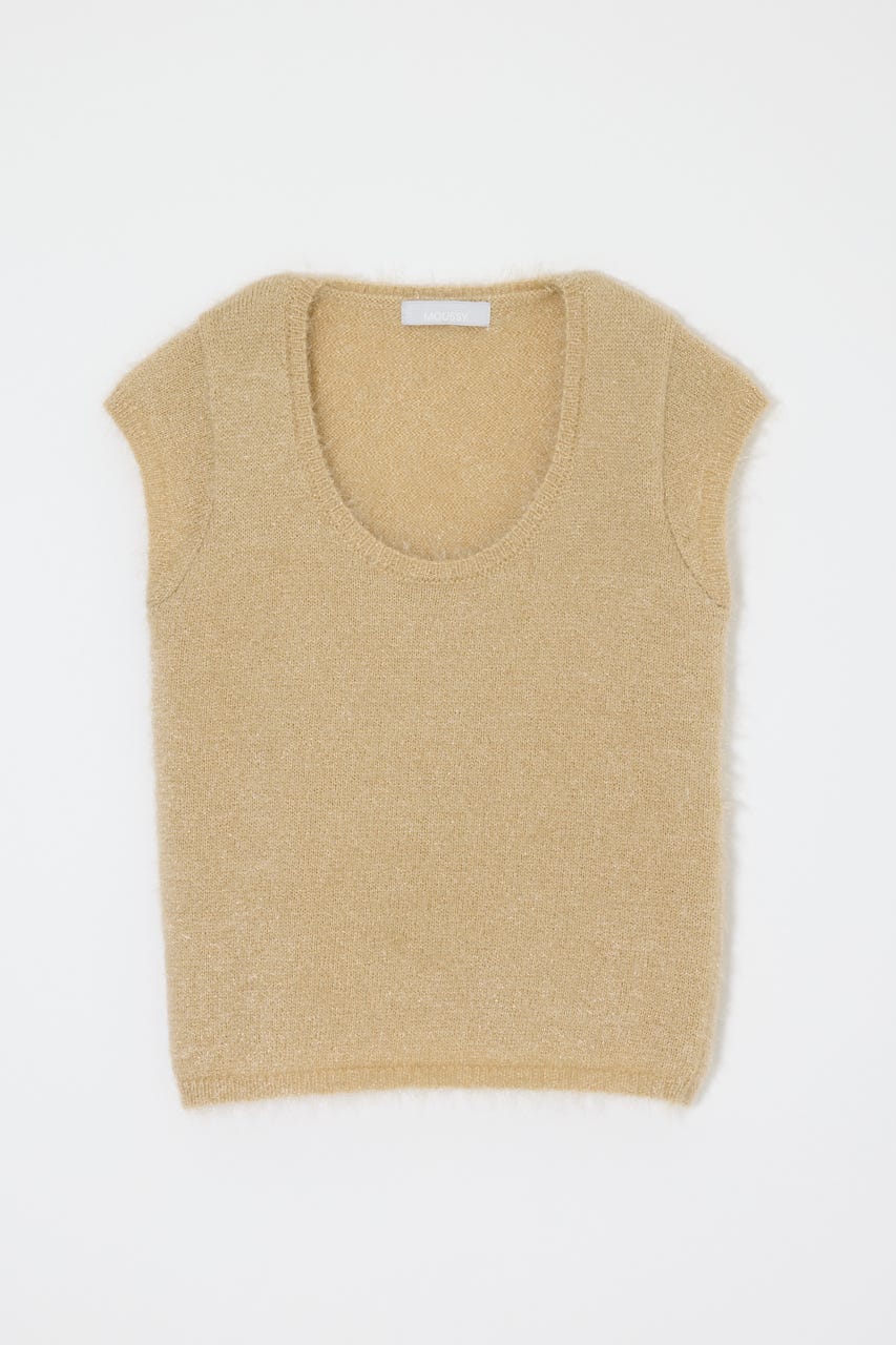 SCOOP NECK SHAGGY BABYニット BEG FREE