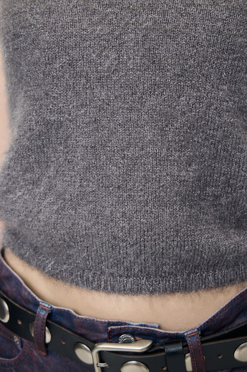 SCOOP NECK SHAGGY BABYニット GRY FREE