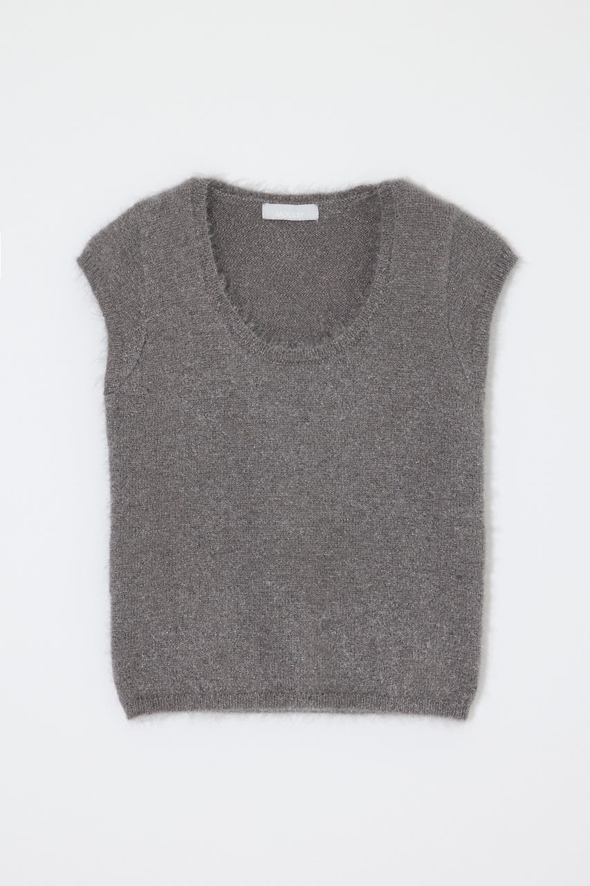 SCOOP NECK SHAGGY BABYニット GRY FREE