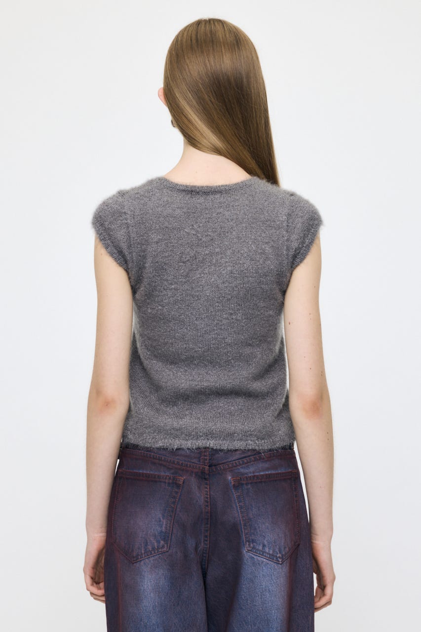 SCOOP NECK SHAGGY BABYニット GRY FREE