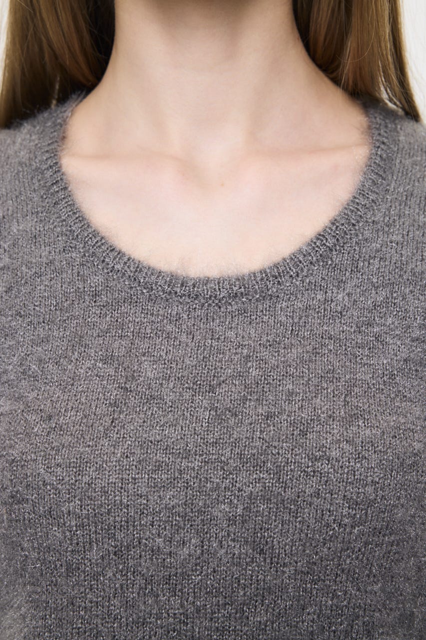 SCOOP NECK SHAGGY BABYニット GRY FREE