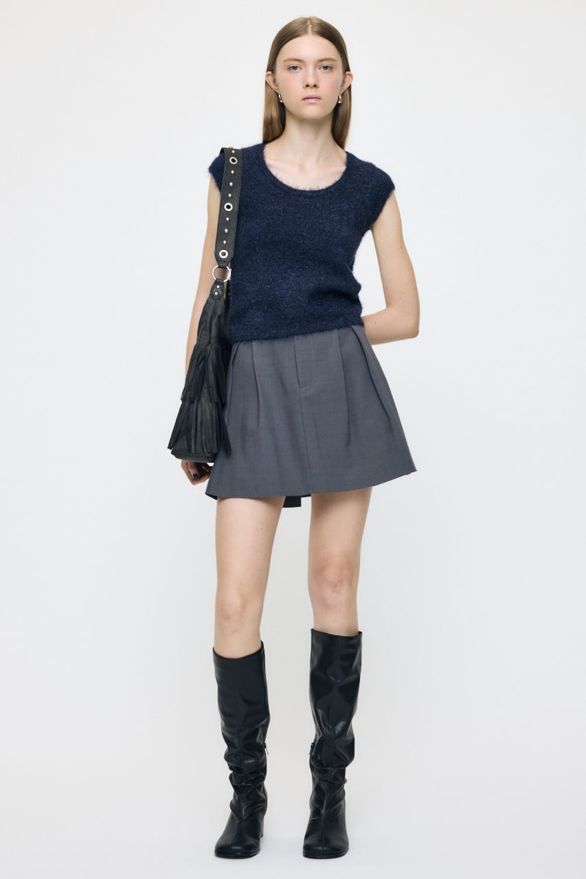 SCOOP NECK SHAGGY BABYニット NVY FREE