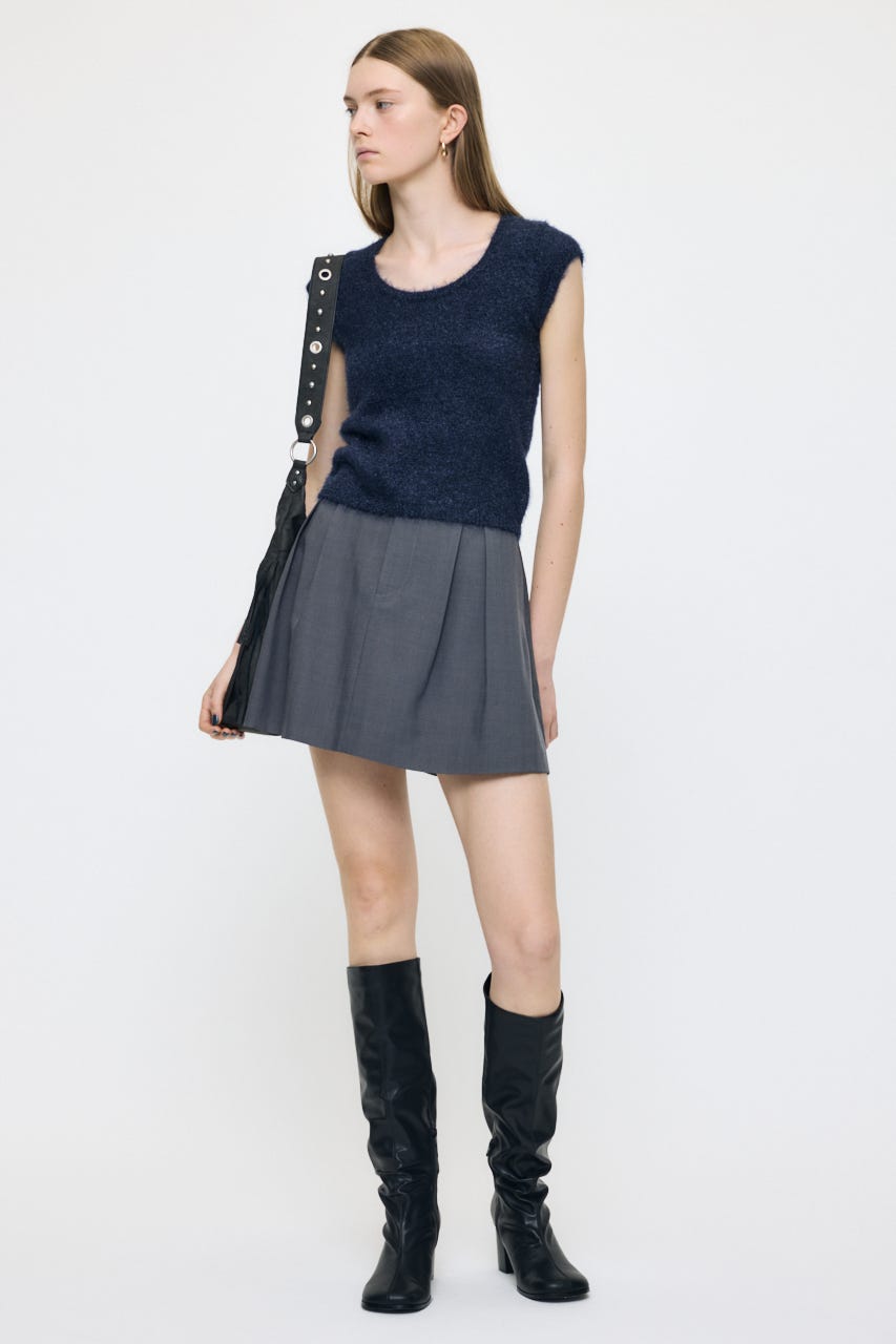 SCOOP NECK SHAGGY BABYニット NVY FREE