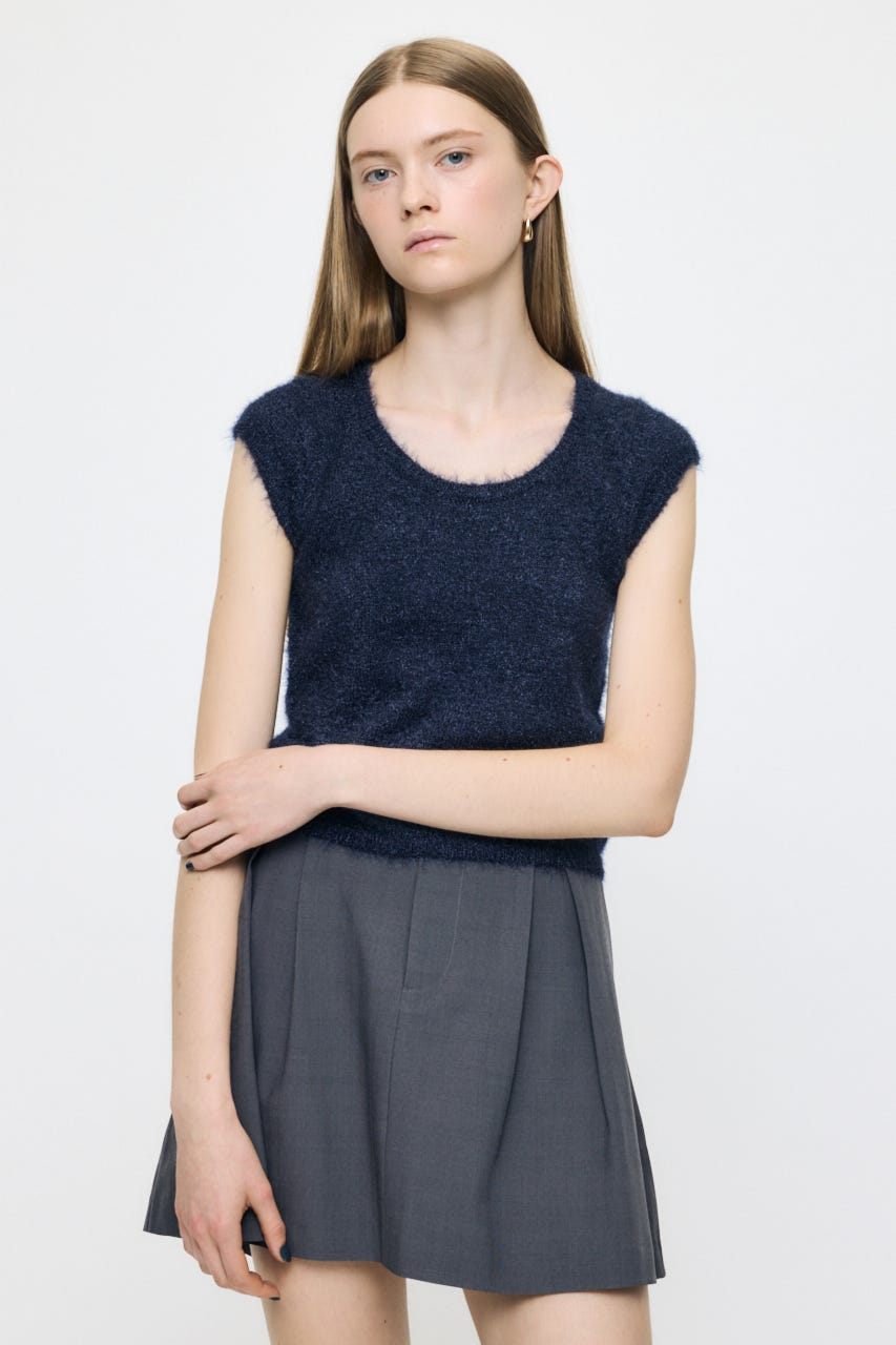 SCOOP NECK SHAGGY BABYニット NVY FREE