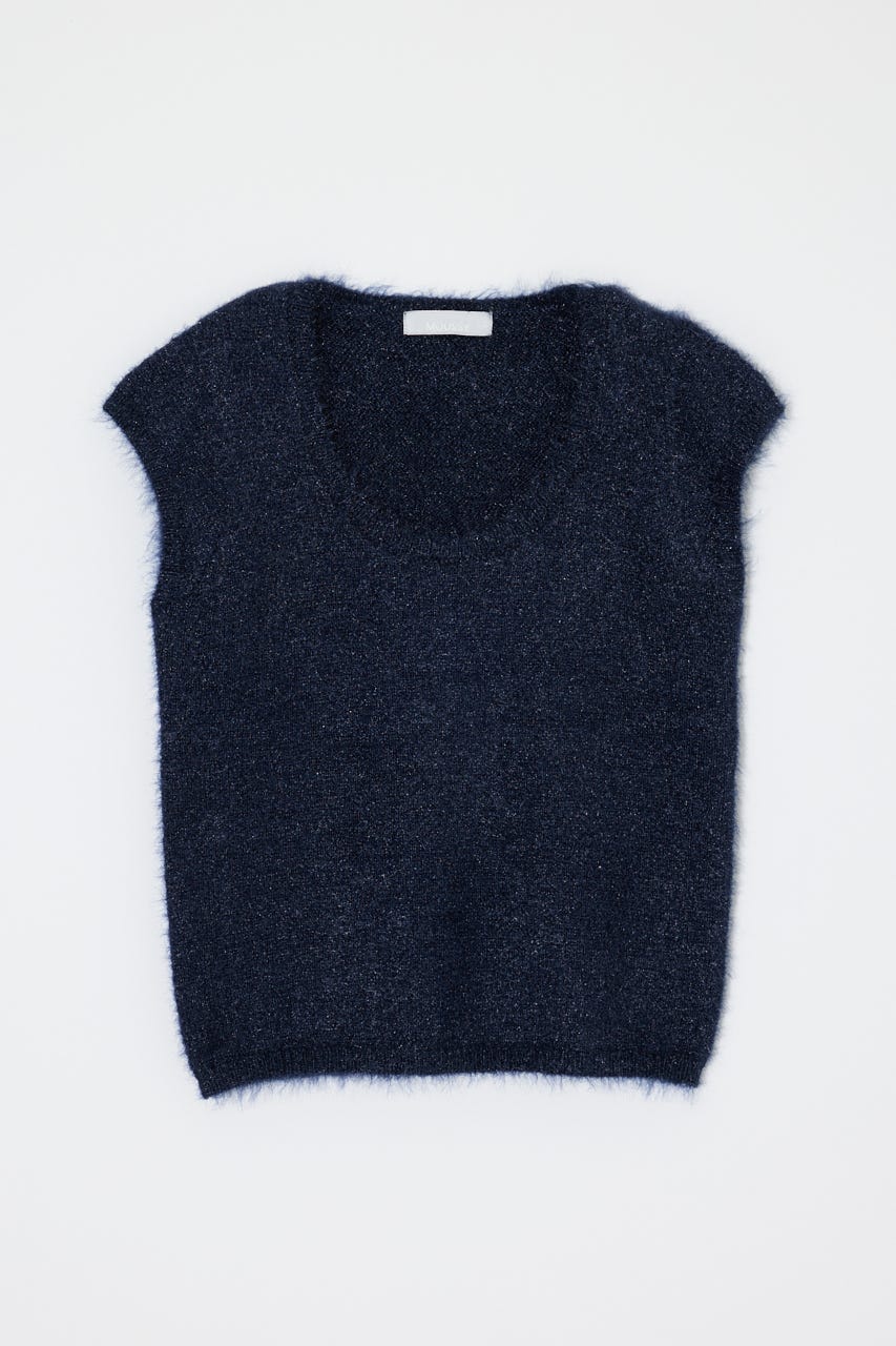 SCOOP NECK SHAGGY BABYニット NVY FREE