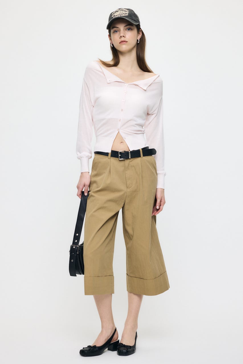OFF SHOULDER SHEER カーディガン L/PNK FREE