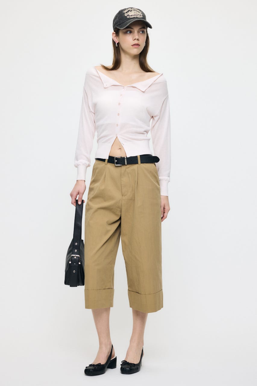 OFF SHOULDER SHEER カーディガン L/PNK FREE