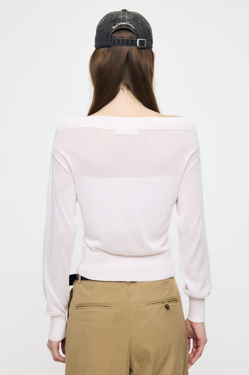 OFF SHOULDER SHEER カーディガン L/PNK FREE