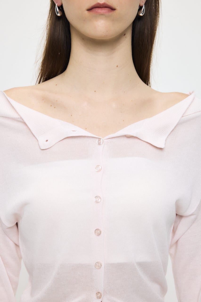 OFF SHOULDER SHEER カーディガン L/PNK FREE