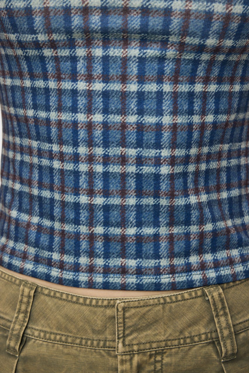 PLAID CHECK PRINTED Tシャツ BLU FREE