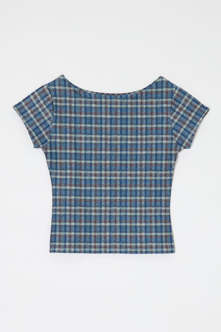 PLAID CHECK PRINTED Tシャツ BLU FREE
