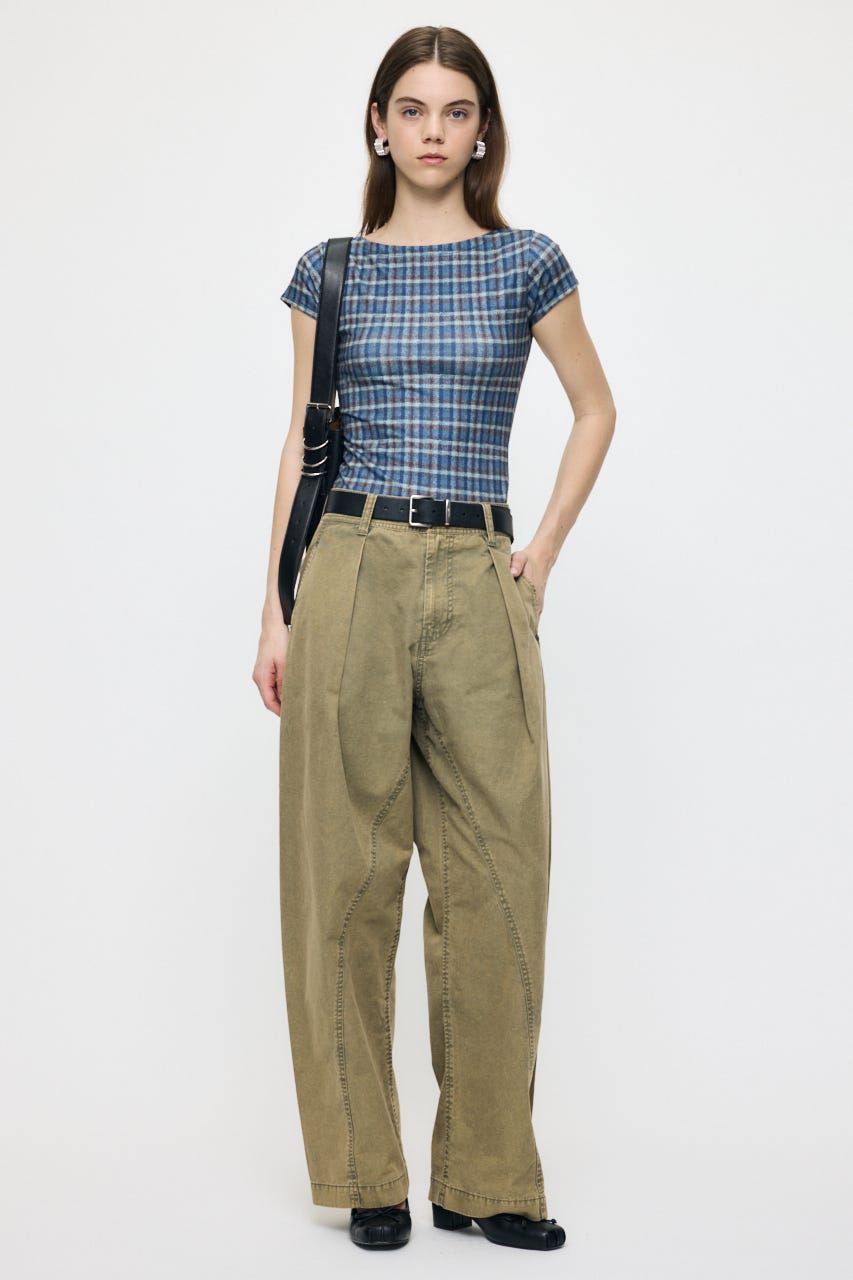 PLAID CHECK PRINTED Tシャツ BLU FREE