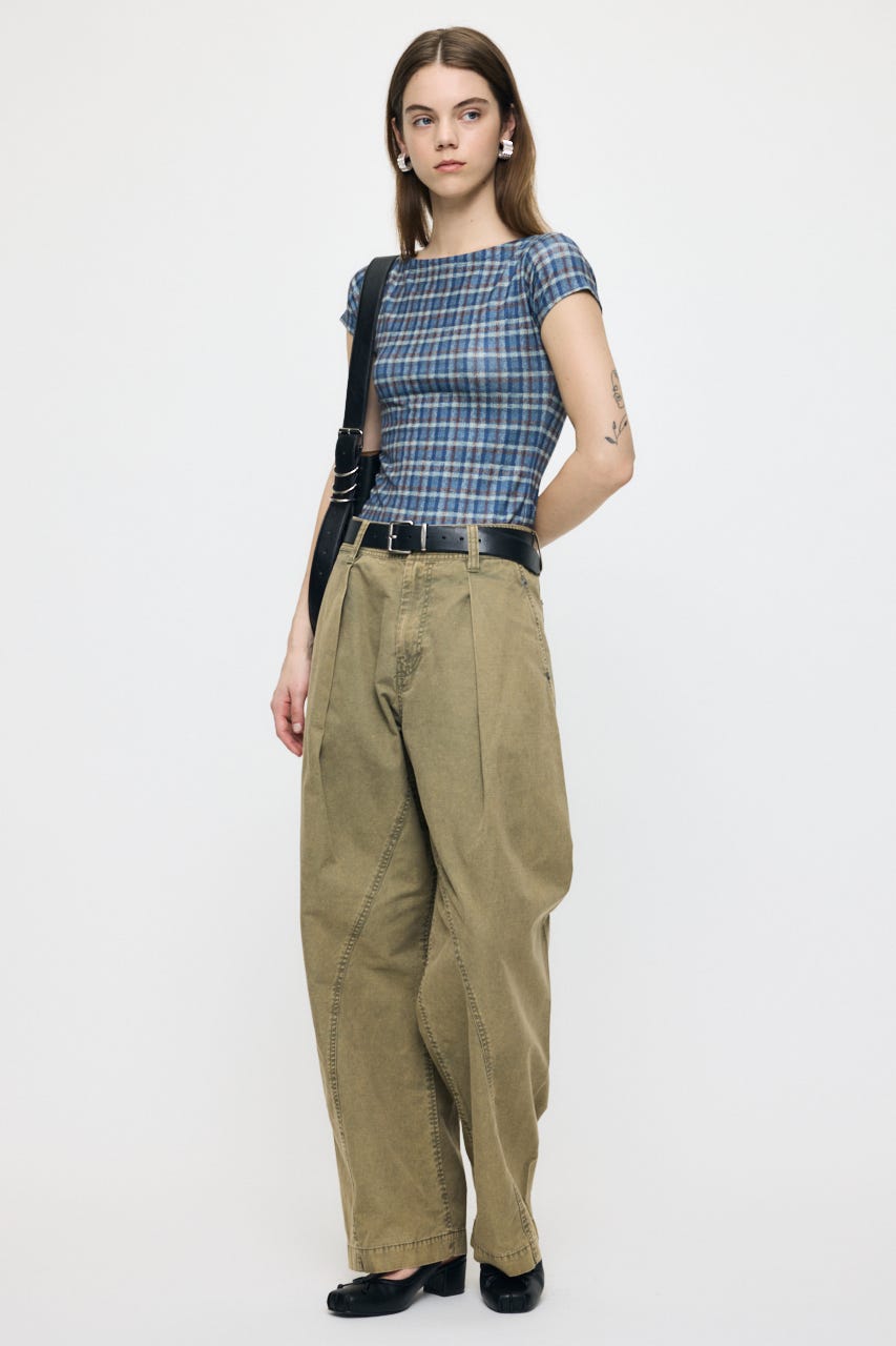 PLAID CHECK PRINTED Tシャツ BLU FREE