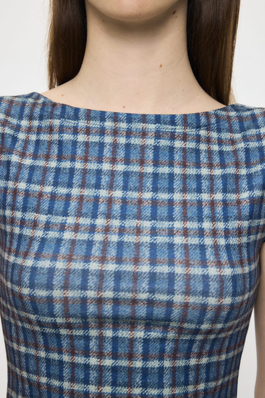 PLAID CHECK PRINTED Tシャツ BLU FREE