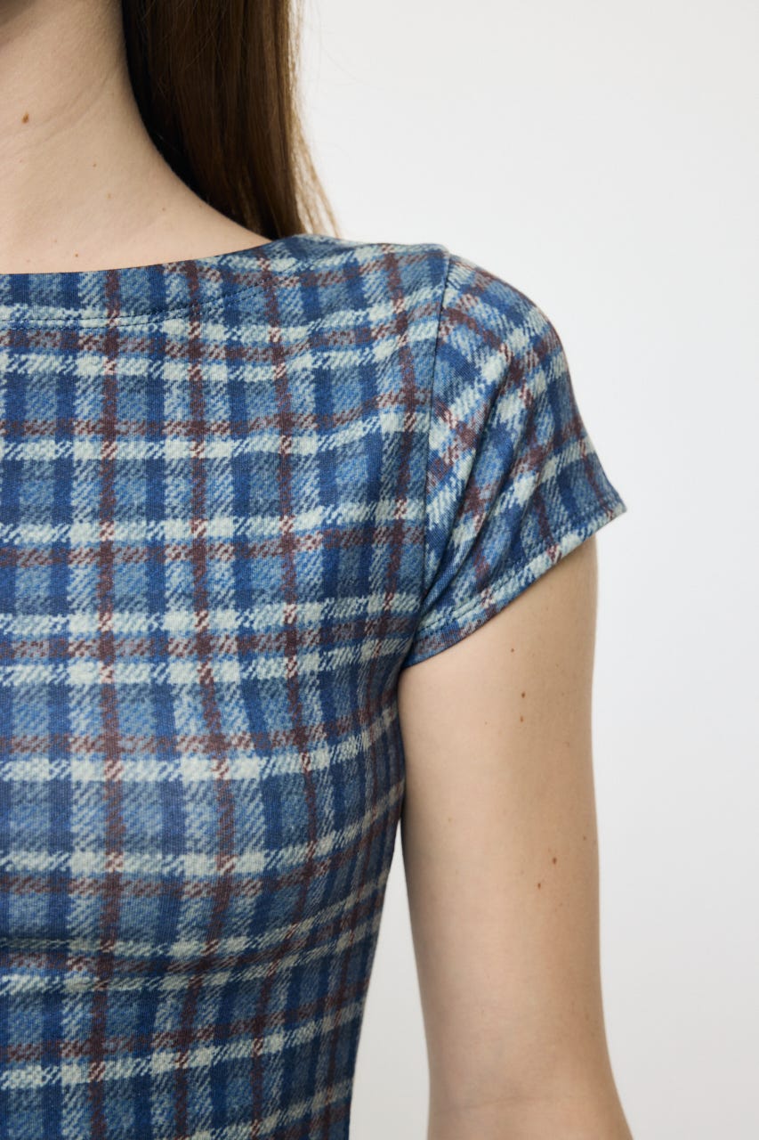 PLAID CHECK PRINTED Tシャツ BLU FREE