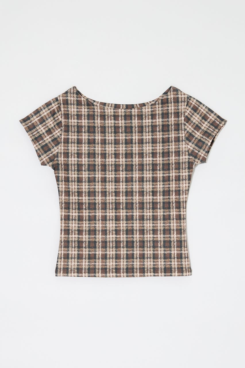PLAID CHECK PRINTED Tシャツ BRN FREE