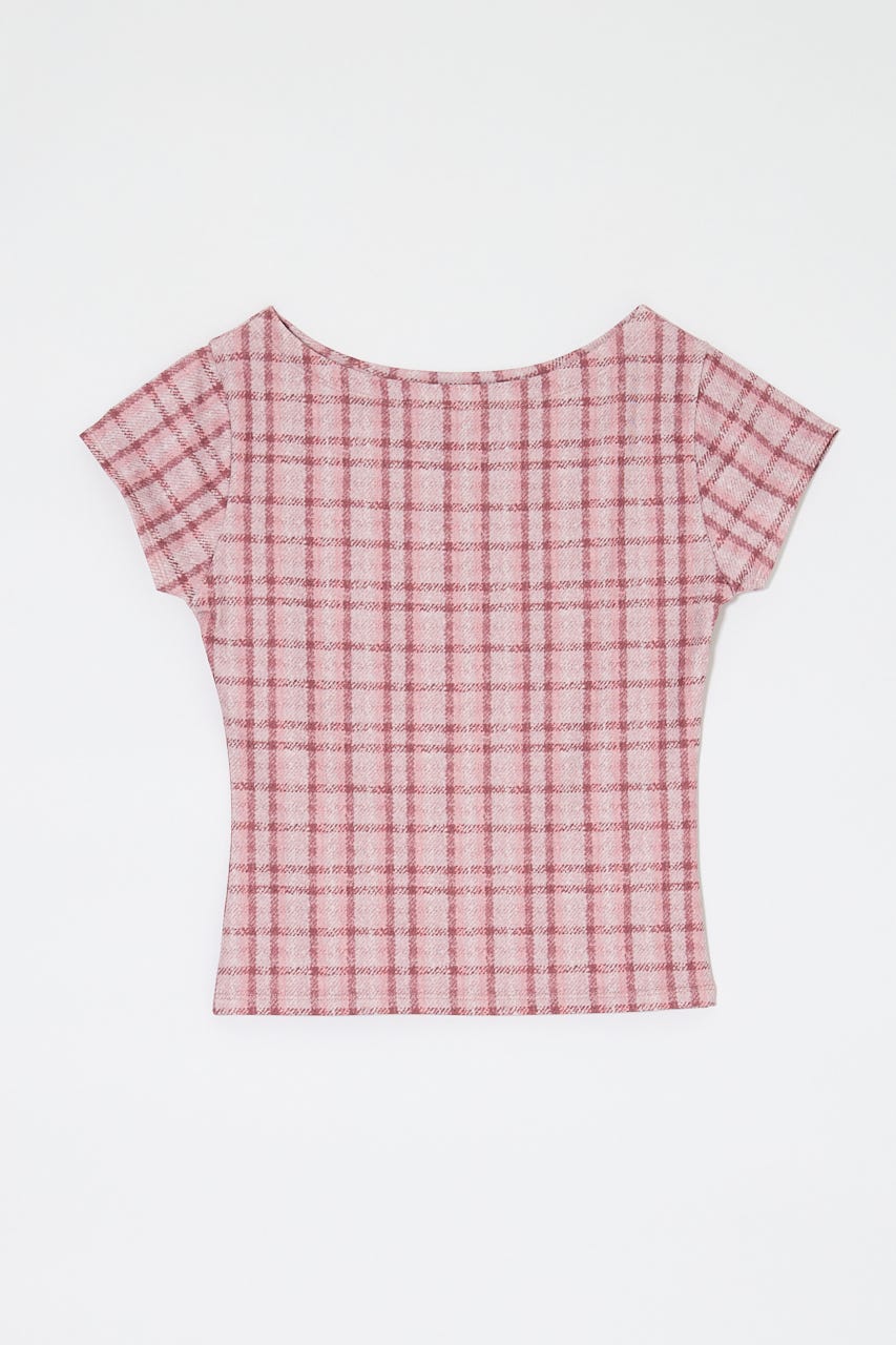 PLAID CHECK PRINTED Tシャツ PNK FREE