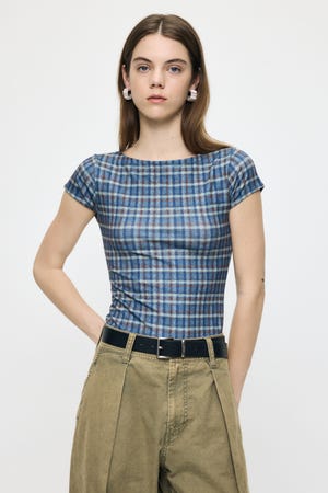 PLAID CHECK PRINTED Tシャツ