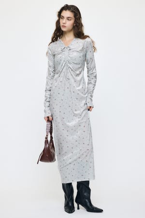 VELOUR V NECK MAXI ドレス