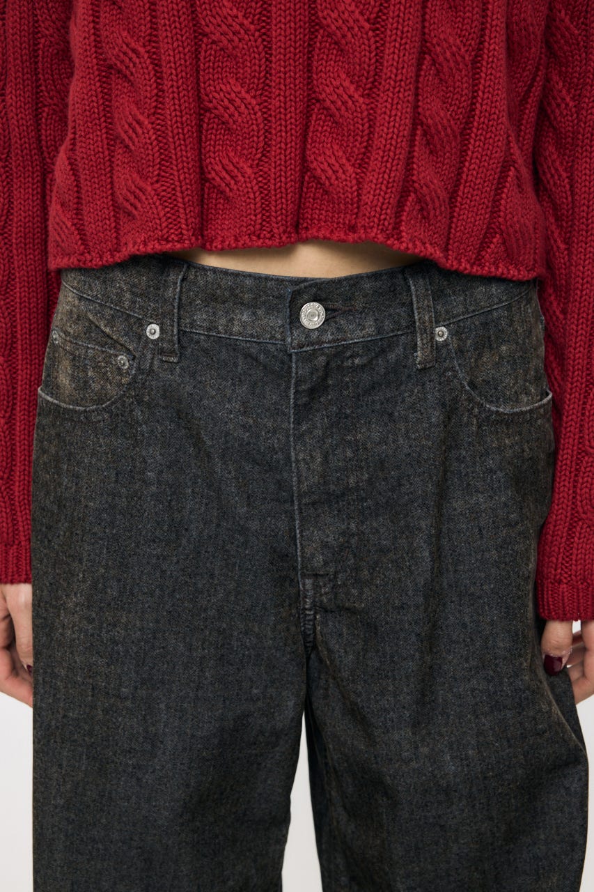 VELVET WIDE ストレート 柄BLK 1