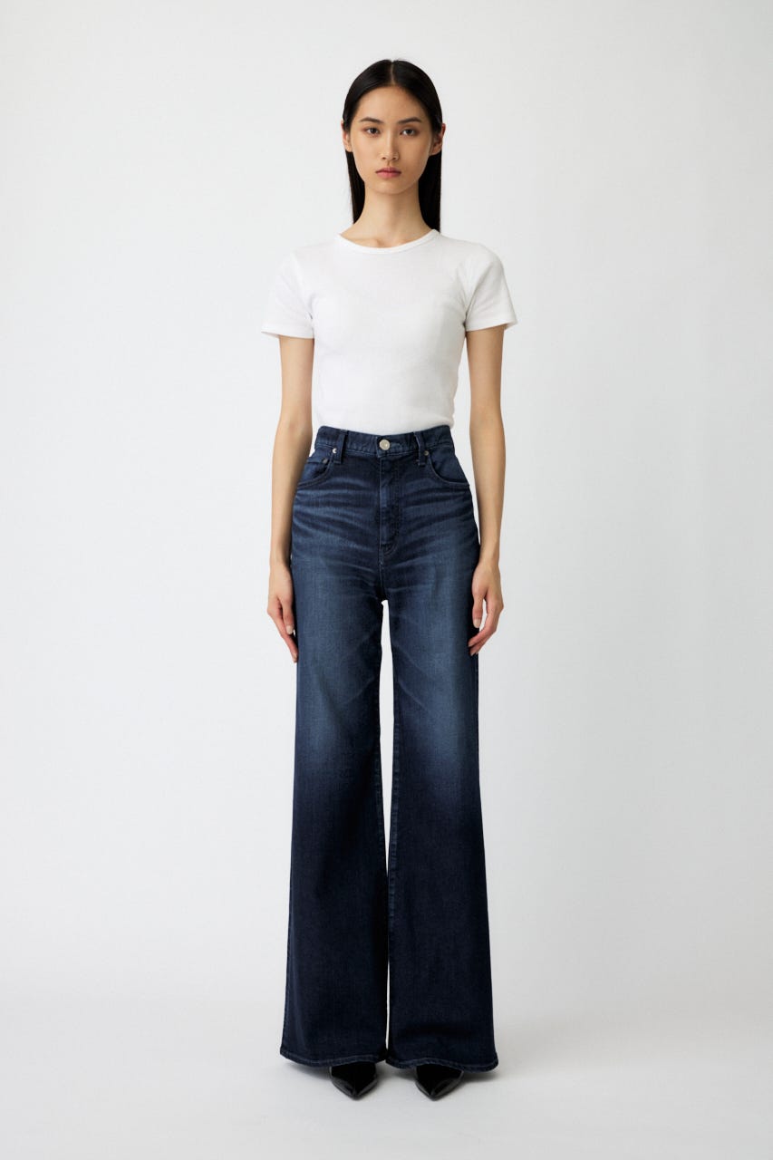 【美脚見えデニム】【SNSで話題！】ADVANCED LONG LEG フレア D/BLU 23inch