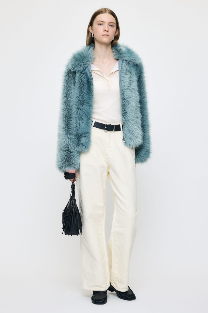 ES SHEER HENRY NECK KNIT トップス O/WHT FREE