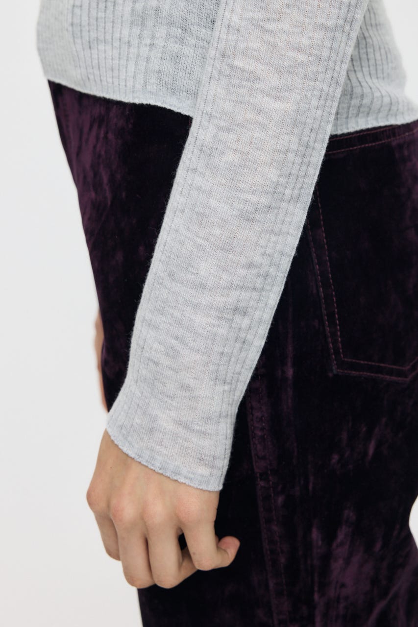 ES SHEER HENRY NECK KNIT トップス T.GRY FREE