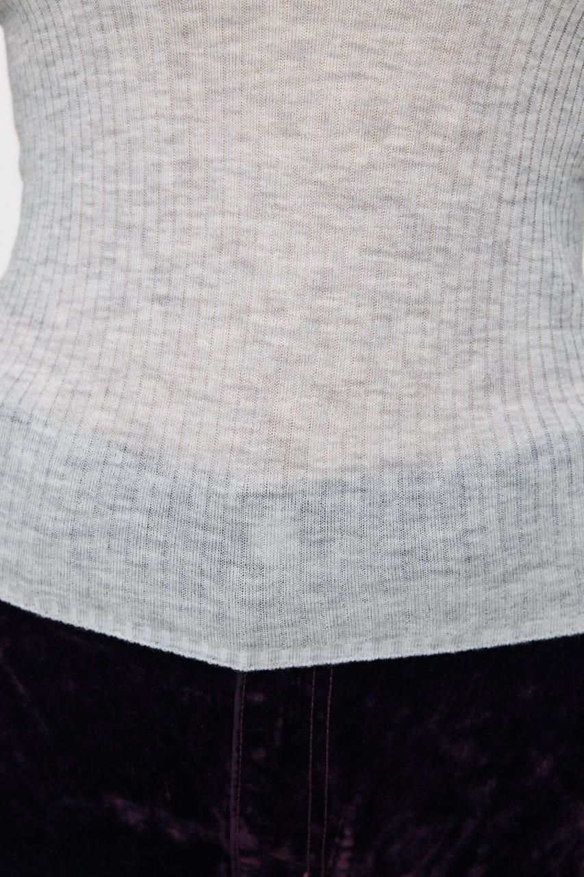 ES SHEER HENRY NECK KNIT トップス T.GRY FREE