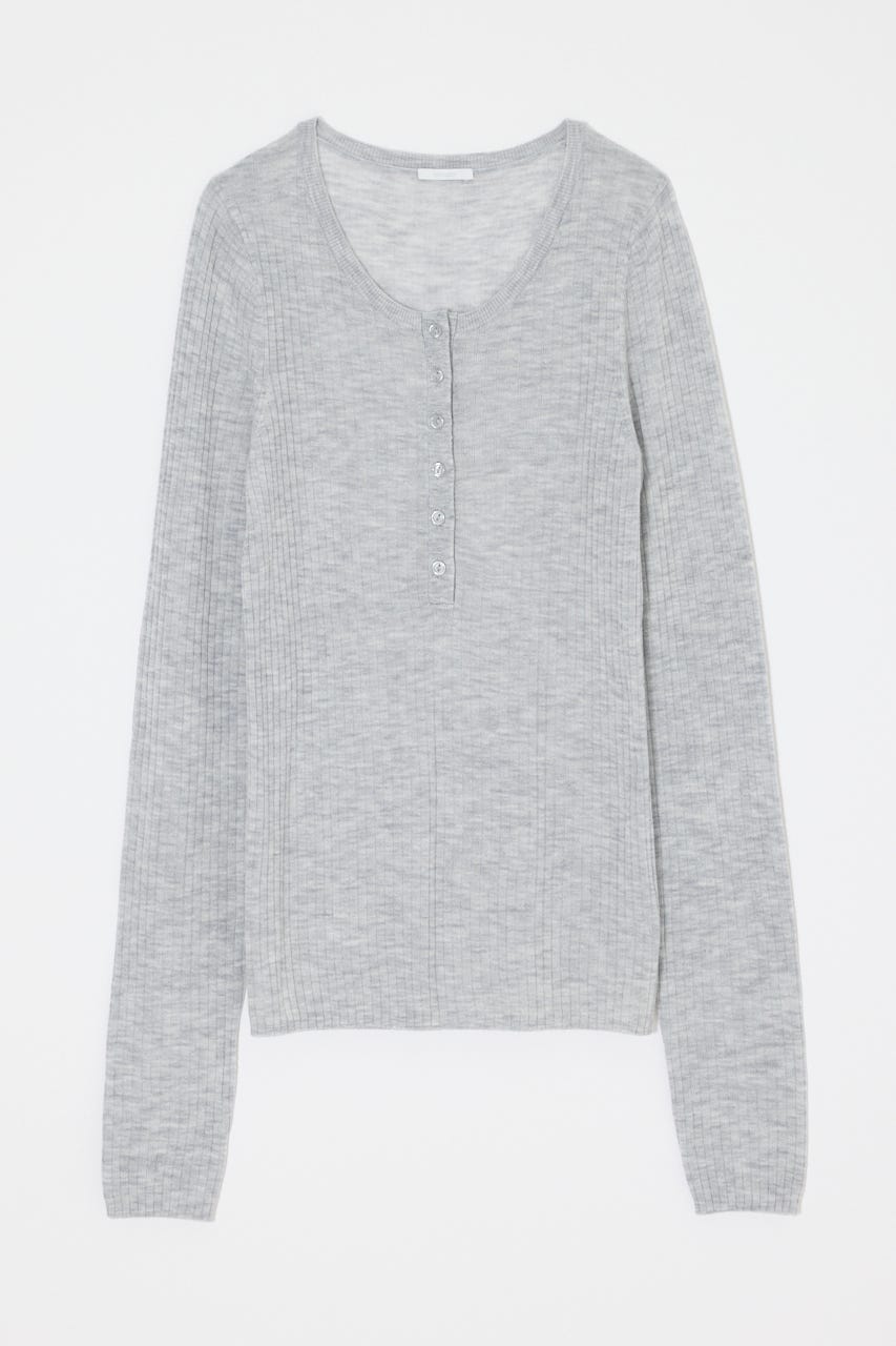 ES SHEER HENRY NECK KNIT トップス T.GRY FREE