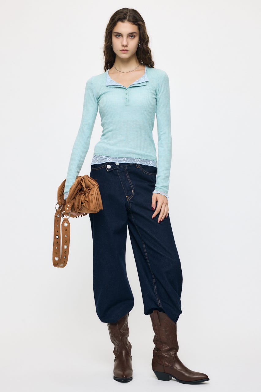 ES HENRY NECK レーストップス L/BLU 2