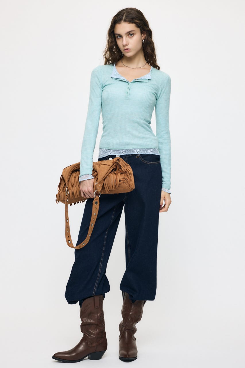 ES HENRY NECK レーストップス L/BLU 2