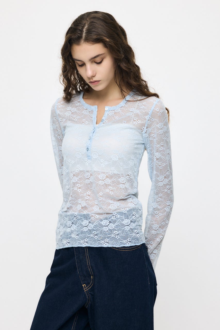 ES HENRY NECK レーストップス L/BLU 2