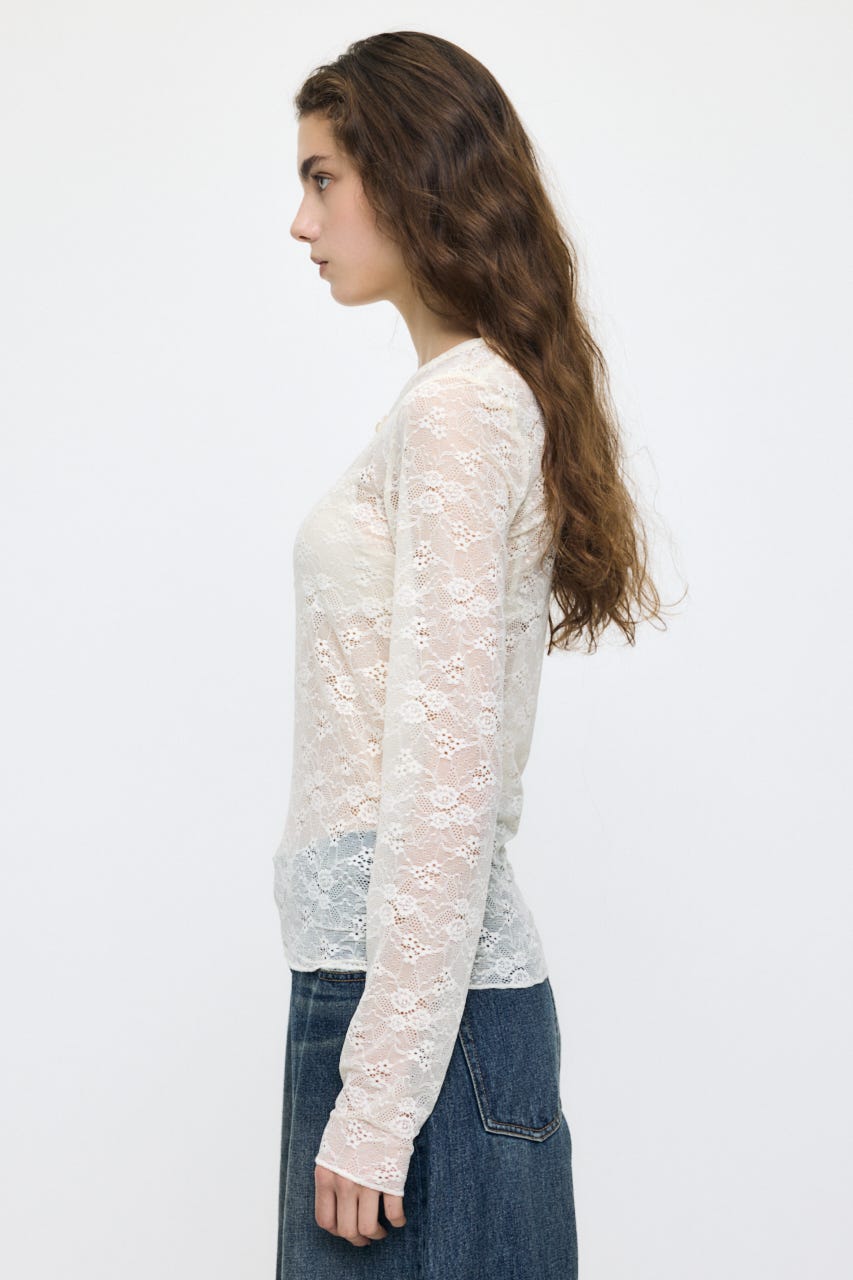 ES HENRY NECK レーストップス WHT 2