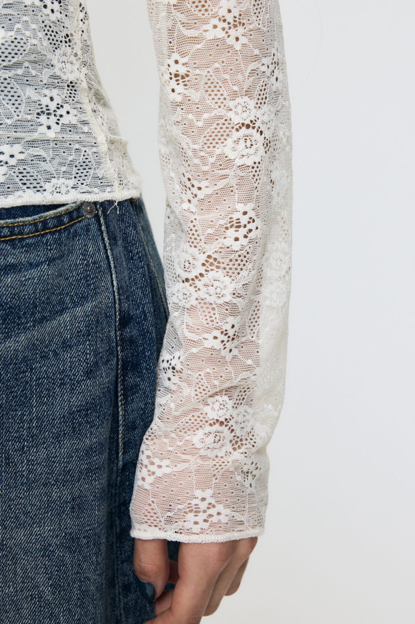 ES HENRY NECK レーストップス WHT 2