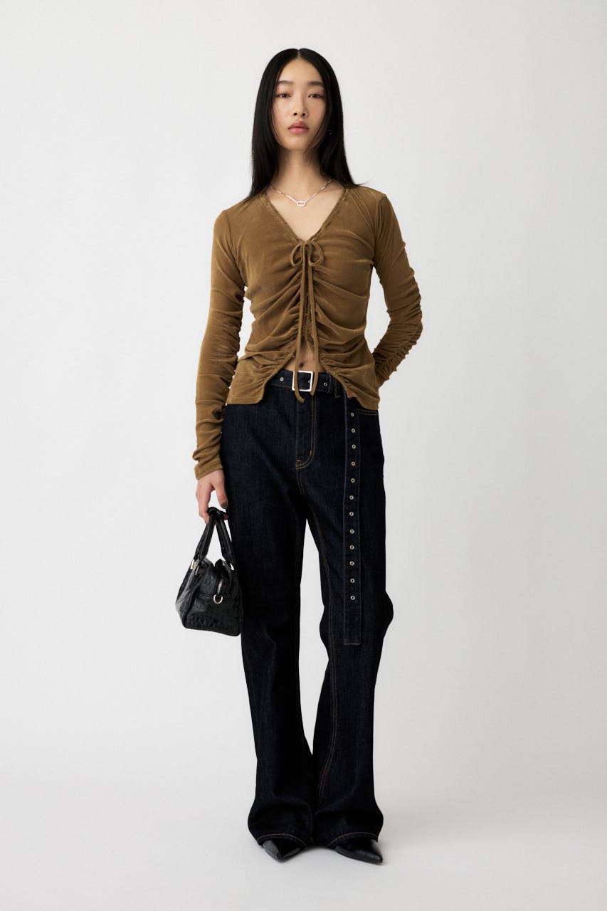 SHEER VELOUR カーディガン BEG FREE