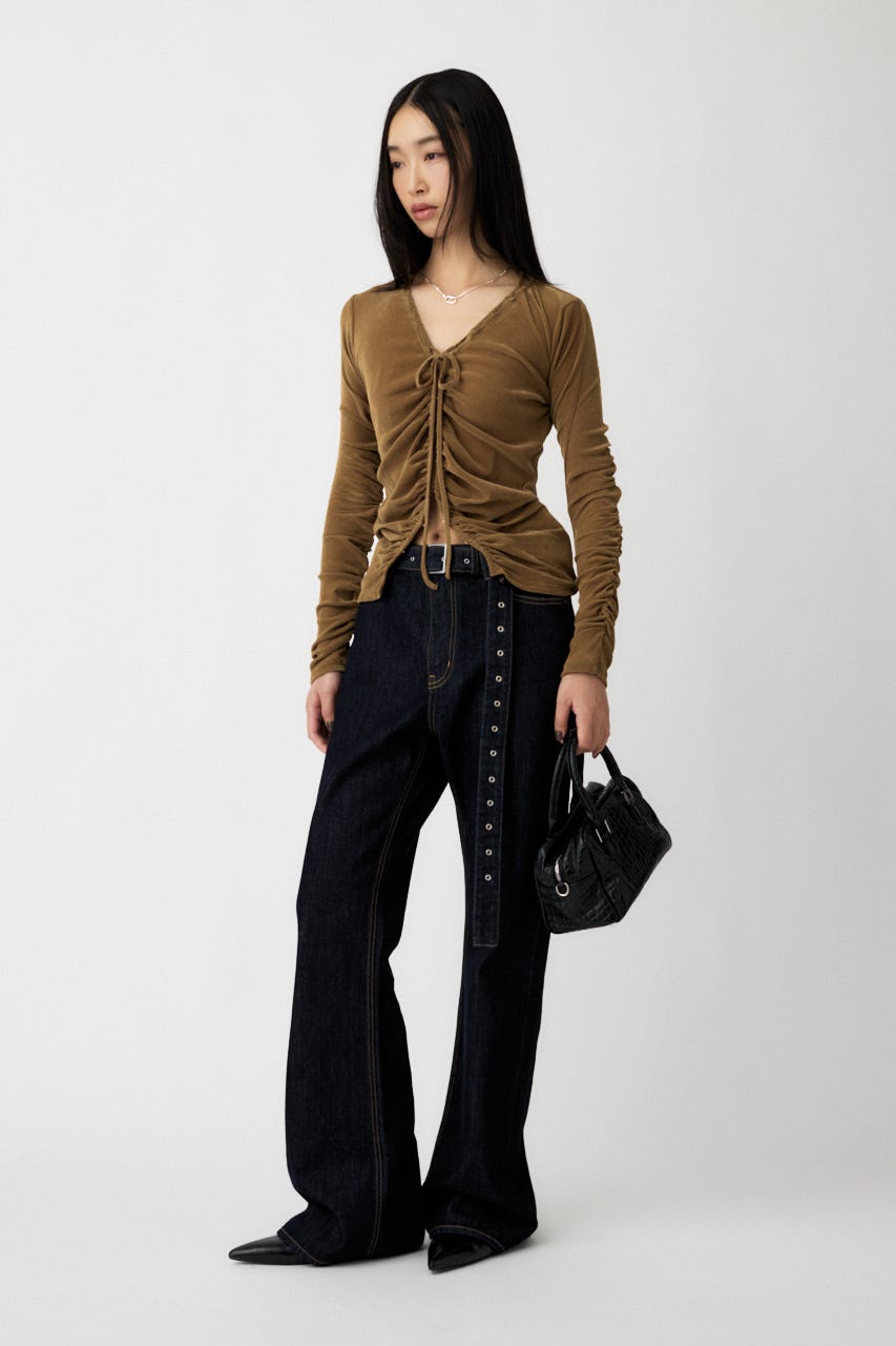 SHEER VELOUR カーディガン BEG FREE