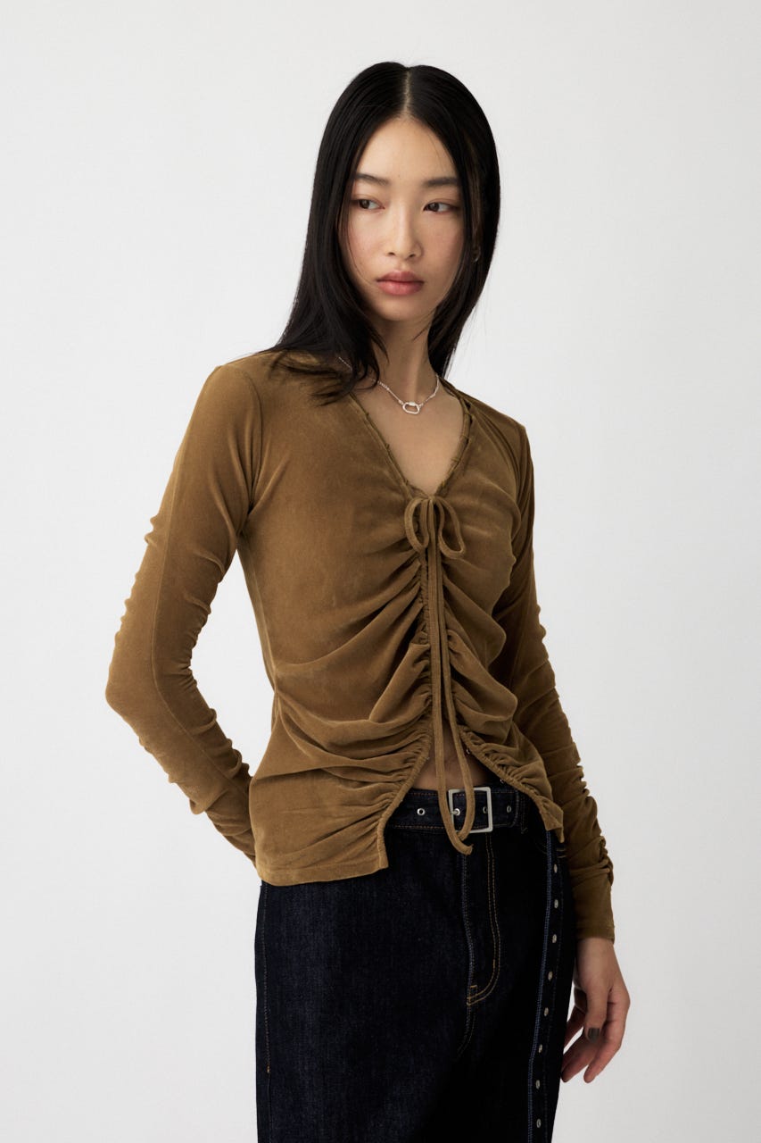 SHEER VELOUR カーディガン BEG FREE