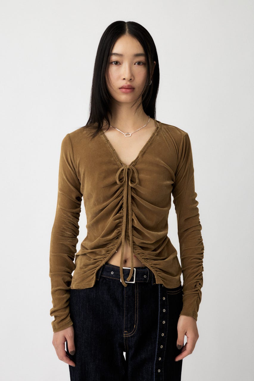 SHEER VELOUR カーディガン BEG FREE