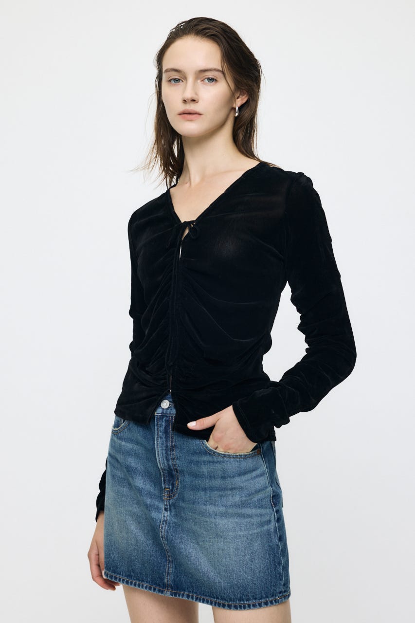 SHEER VELOUR カーディガン BLK FREE