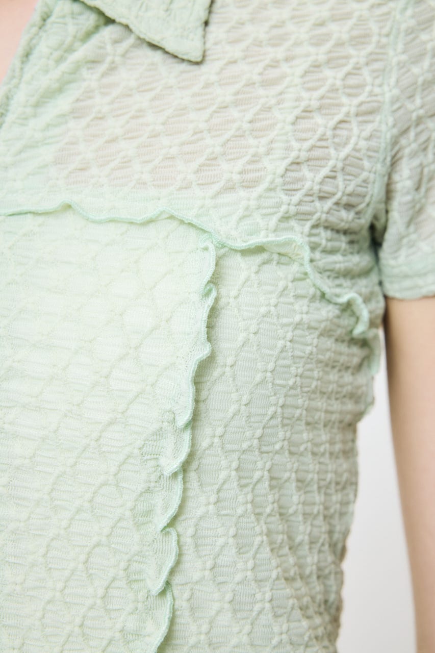 LACY ZIP UP シャツ L/GRN FREE