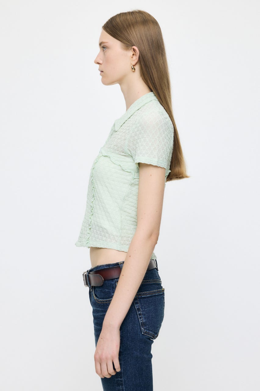 LACY ZIP UP シャツ L/GRN FREE